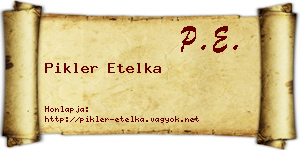 Pikler Etelka névjegykártya